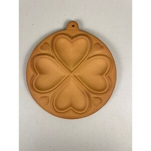 Vintage Terracotta‎ Heart Clover Cookie Mold Wall Plaque Japan 7 Inch Round